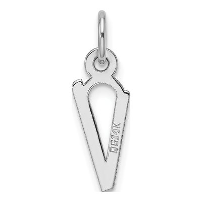 14K White Gold Letter V Charm – view 4