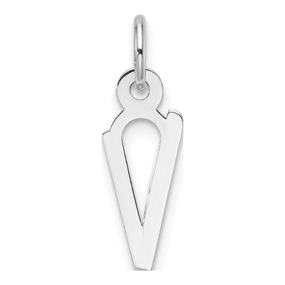 14K White Gold Letter V Charm