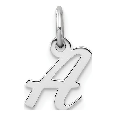14K White Gold Script Letter A Charm