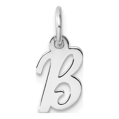 14K White Gold Script Letter B Pendant