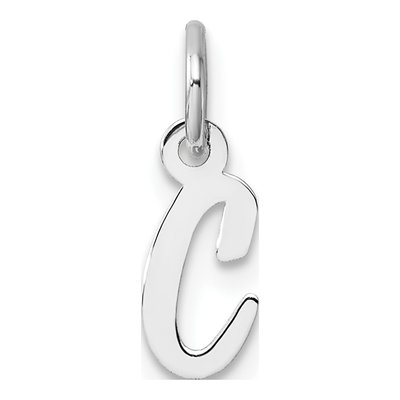 14K White Gold Script Letter C Pendant