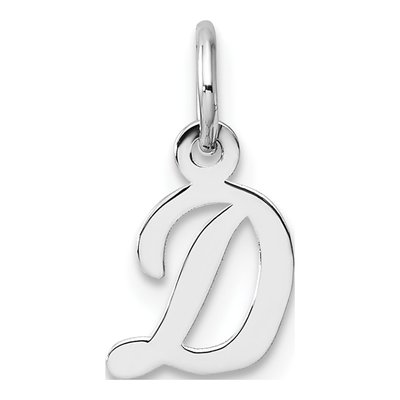 14K White Gold Script Letter D Pendant