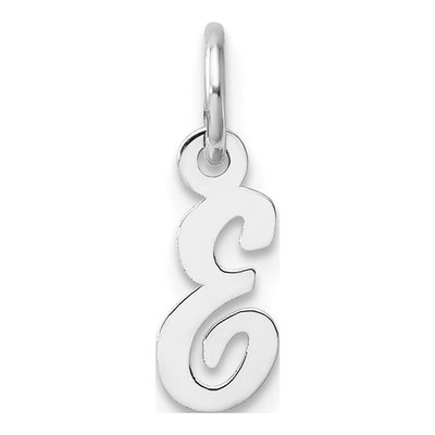 14K White Gold Letter E Charm
