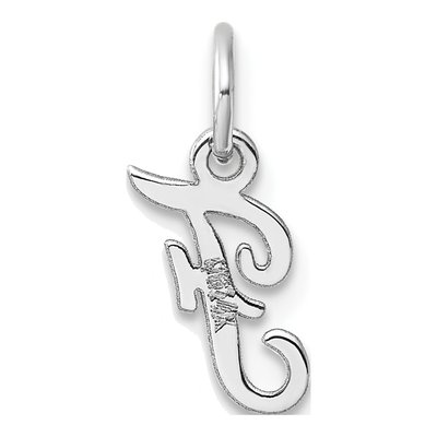 14K White Gold Script Letter F Charm – view 4