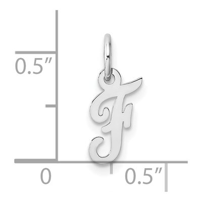 14K White Gold Script Letter F Charm – view 5