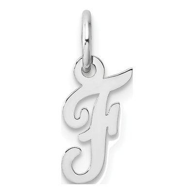 14K White Gold Script Letter F Charm