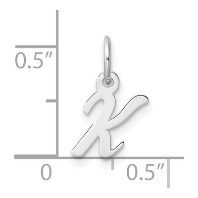 14K White Gold Script Letter K Pendant – view 5