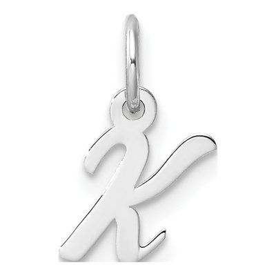 14K White Gold Script Letter K Pendant