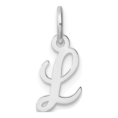 14K White Gold Script Letter L Charm