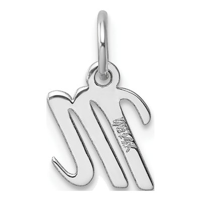 14K White Gold Script Letter M Charm – view 4