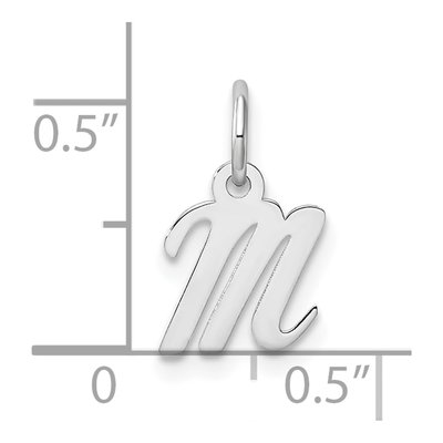 14K White Gold Script Letter M Charm – view 5