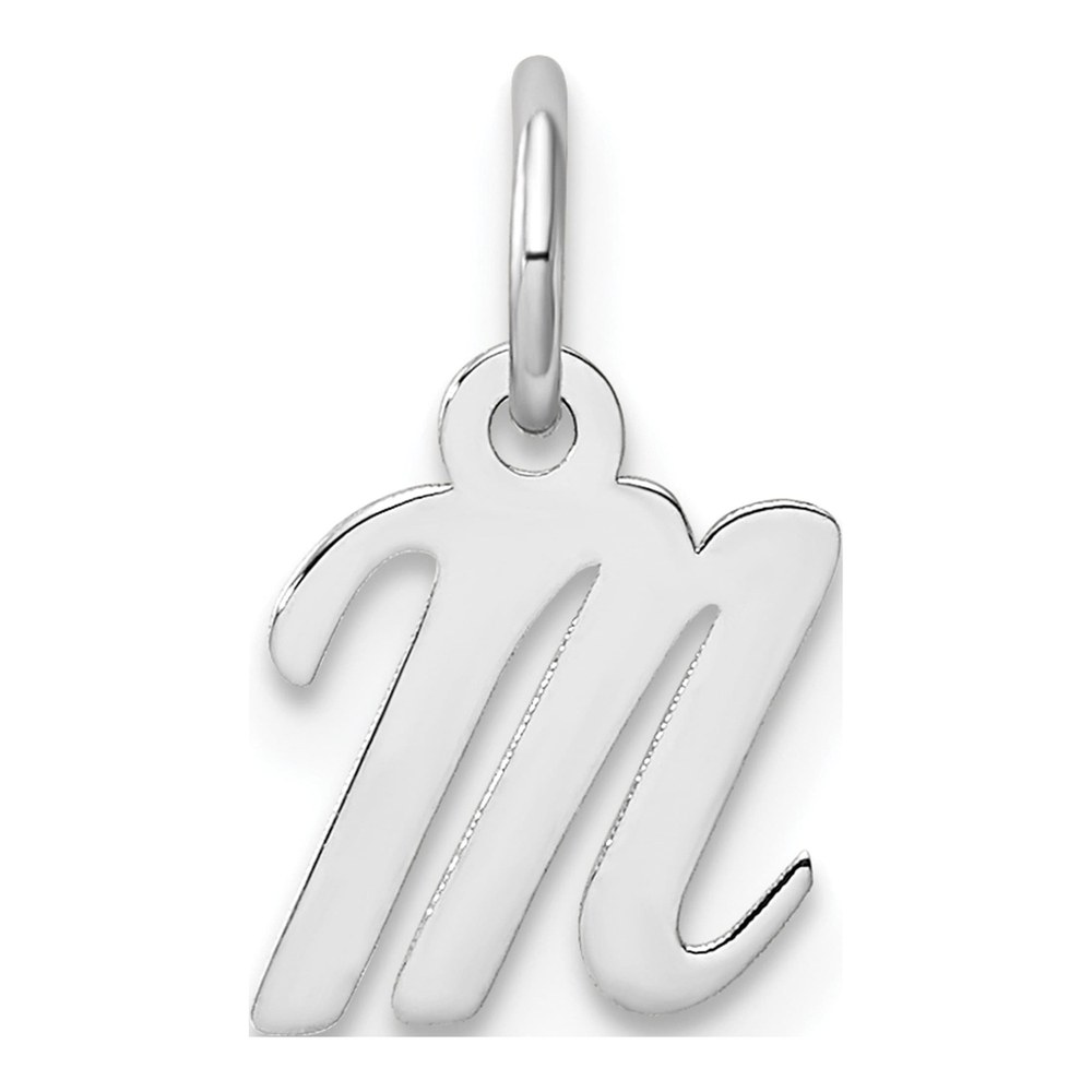 14K White Gold Script Letter M Charm