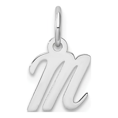 14K White Gold Script Letter M Charm