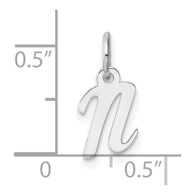 14K White Gold Script Letter N Pendant – view 5