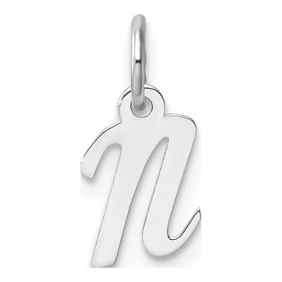 14K White Gold Script Letter N Pendant