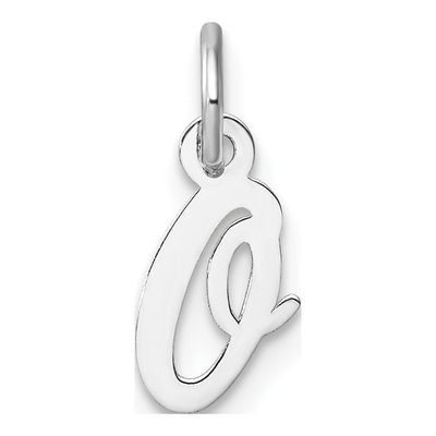 14K White Gold Script Letter O Charm