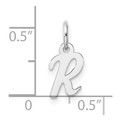 14K White Gold Script Letter R Charm – view 5