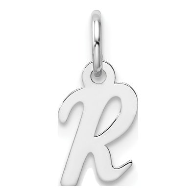 14K White Gold Script Letter R Charm