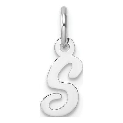 14K White Gold Script Letter S Pendant