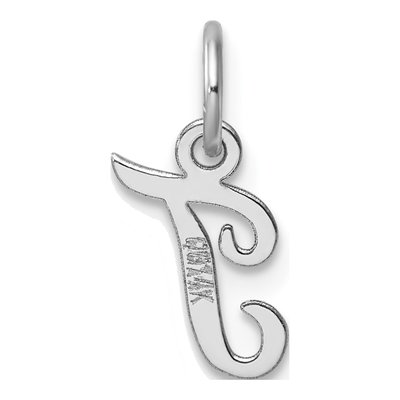 14K White Gold Script Letter T Charm – view 4