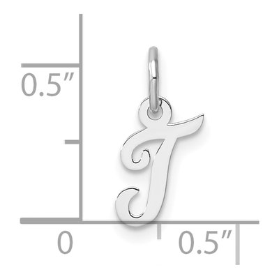 14K White Gold Script Letter T Charm – view 5
