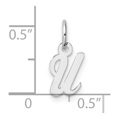 14K White Gold Letter U Charm – view 5