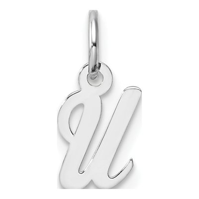 14K White Gold Letter U Charm