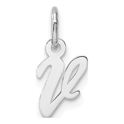 14K White Gold Letter V Pendant