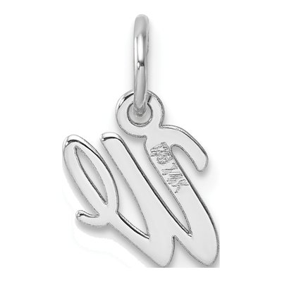 14K White Gold Script Letter W Charm – view 4