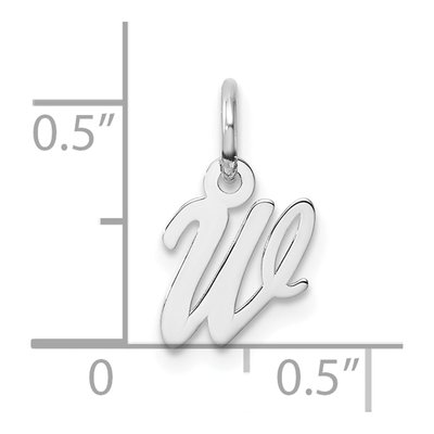 14K White Gold Script Letter W Charm – view 5