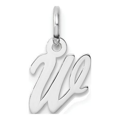 14K White Gold Script Letter W Charm