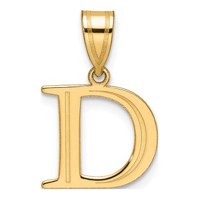 14K Yellow Gold Letter D Pendant