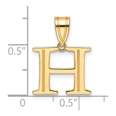 14K Yellow Gold Letter H Pendant – view 5
