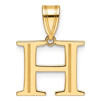 14K Yellow Gold Letter H Pendant