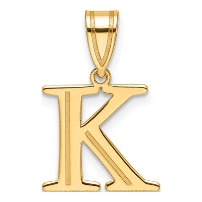 14K Yellow Gold Letter K Pendant