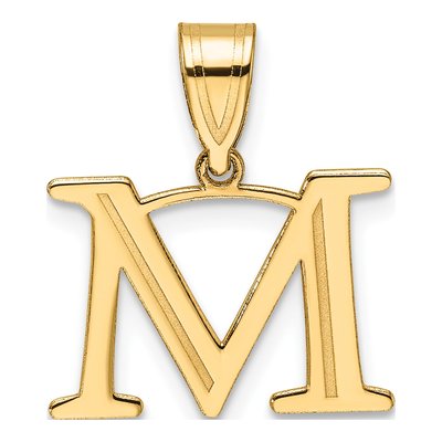 14K Yellow Gold Letter M Pendant