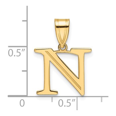 14K Yellow Gold Letter N Pendant – view 5