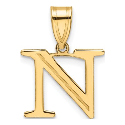 14K Yellow Gold Letter N Pendant