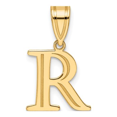14K Yellow Gold Letter R Pendant