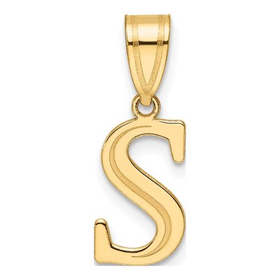 14K Yellow Gold Letter S Pendant