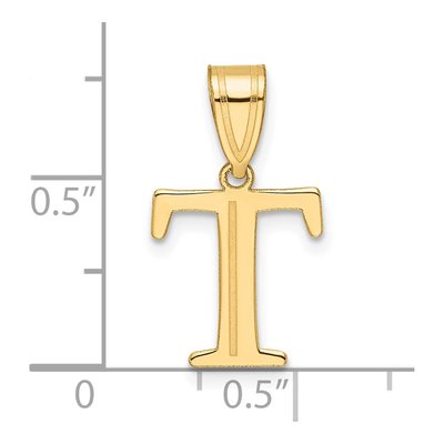 14K Yellow Gold Letter T Pendant – view 5