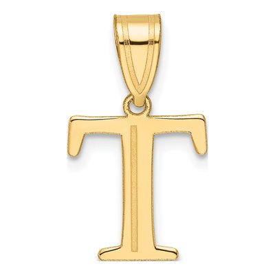 14K Yellow Gold Letter T Pendant