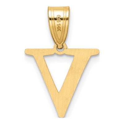 14K Yellow Gold Letter V Pendant – view 4