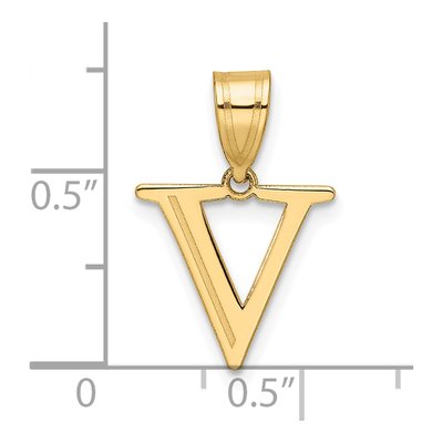 14K Yellow Gold Letter V Pendant – view 5