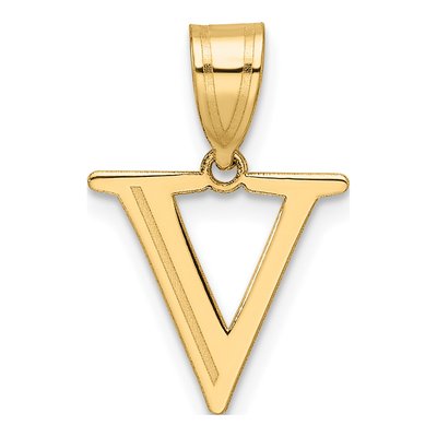 14K Yellow Gold Letter V Pendant
