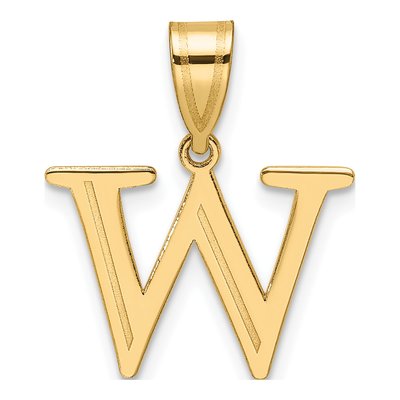 14K Yellow Gold Letter W Pendant