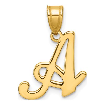 14K Yellow Gold Script Letter A Pendant