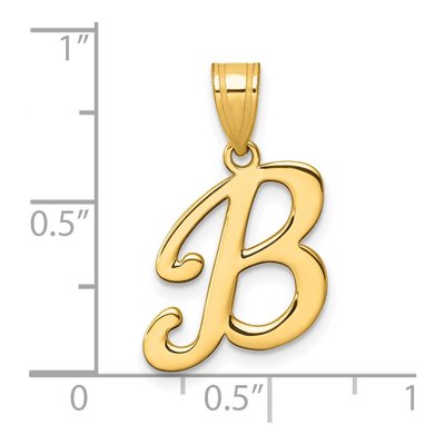 14K Yellow Gold Script Letter B Pendant – view 5