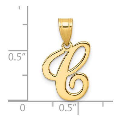 14K Yellow Gold Script Letter C Pendant – view 5