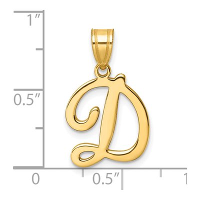 14K Yellow Gold Script Letter D Pendant – view 5